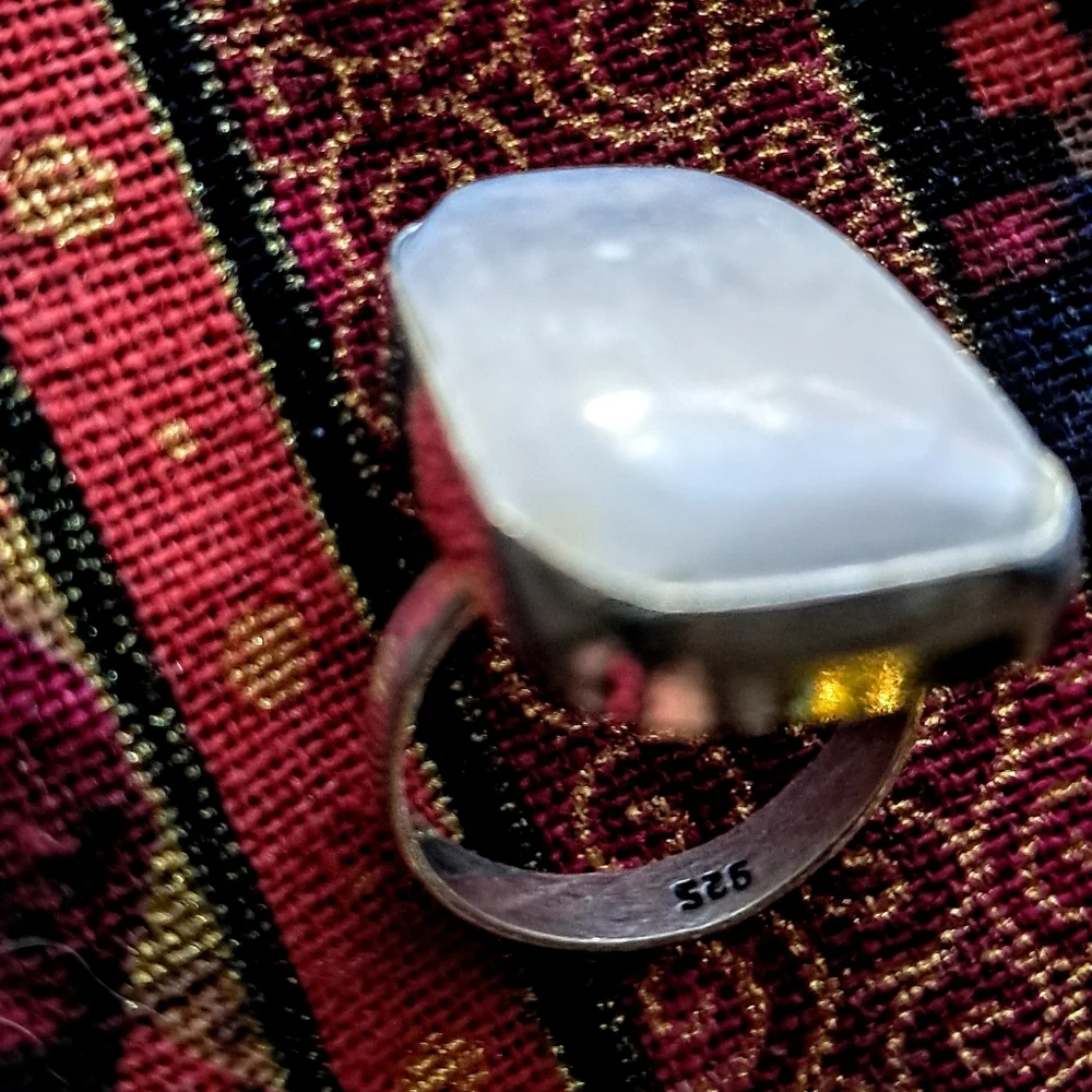💎HOLD for Cindy.💎Vintage Sterling Silver Selenite Ring, Size 7 - Picture 7 of 8